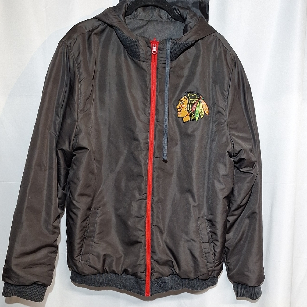 Grey Reversible  Chicago Blackhawks Jacket